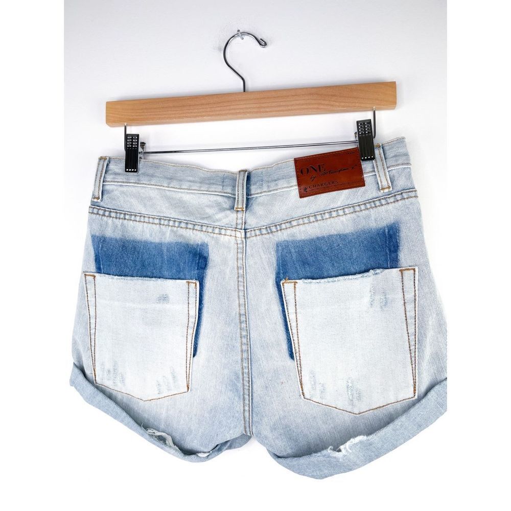 FP One x One Teaspoon Women's Jean Shorts Florence Charger Denim Distressed Shor - Picture 10 of 14